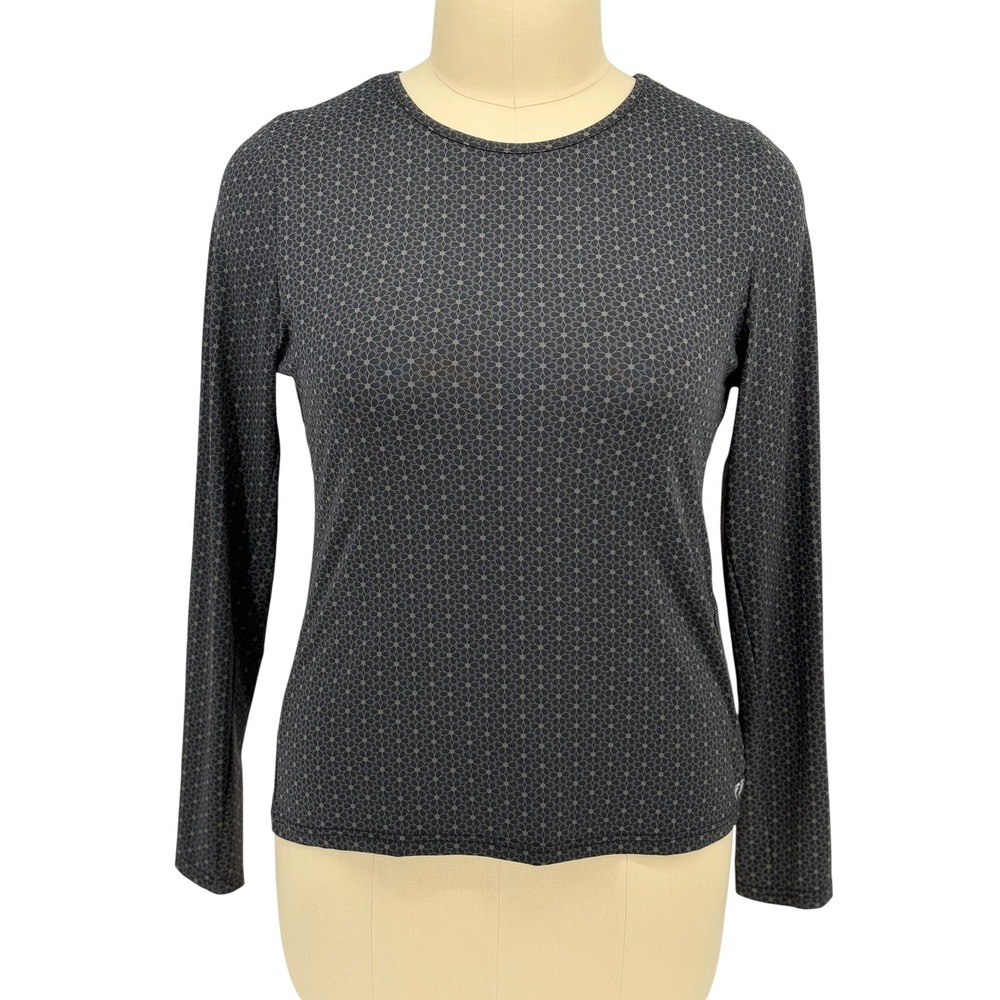 Hang Ten Long Sleeve Top Grey Black Geometric Pattern XXL